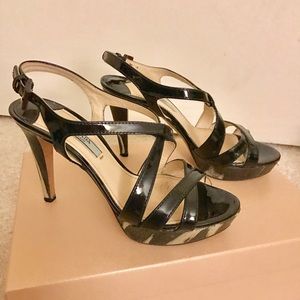 Prada Patent Leather Heeled Sandals